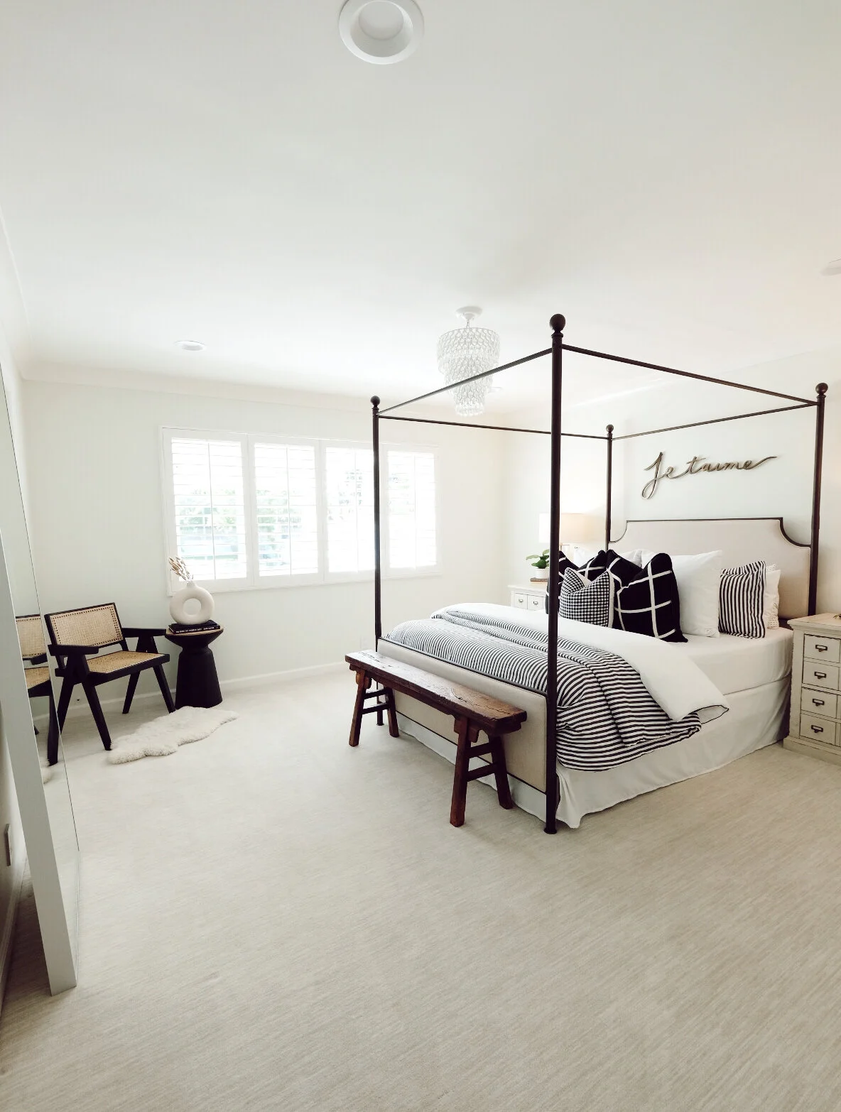 Black and 2024 white master bedroom